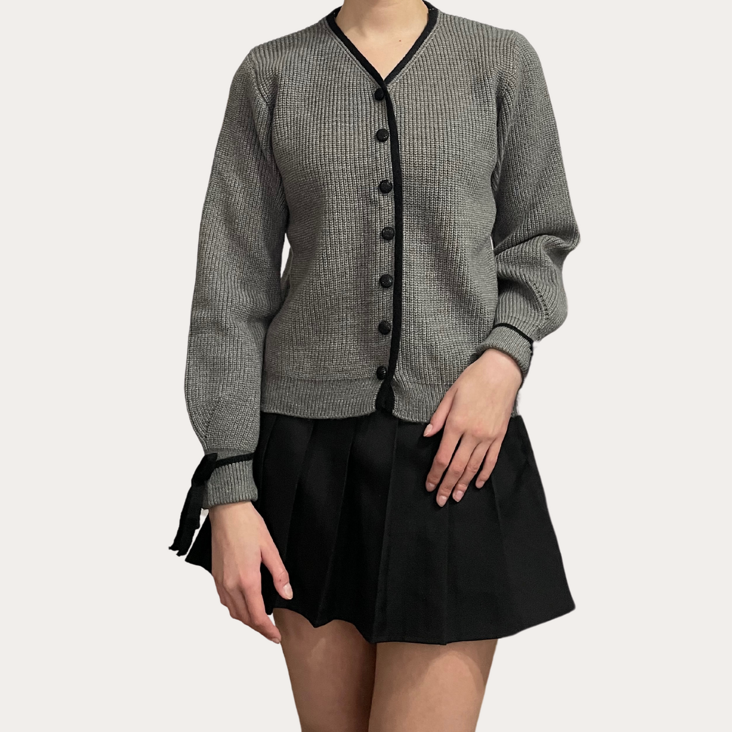 IU Ribbon Sleeve Cardigan